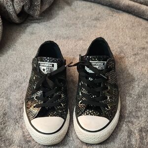 Converse Womens Black Iridescent Low Top Sneakers